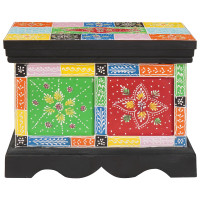 Produktbild för Förvaringslåda Flerfärgsdesign 40 x 30 x 30 cm Massivt Mangoträ