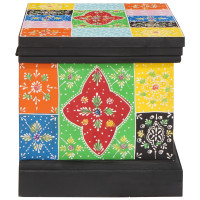 Produktbild för Förvaringslåda Flerfärgsdesign 40 x 30 x 30 cm Massivt Mangoträ