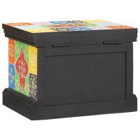Produktbild för Förvaringslåda Flerfärgsdesign 40 x 30 x 30 cm Massivt Mangoträ