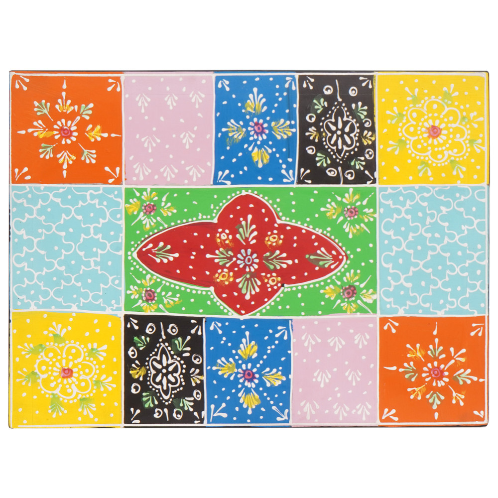 Produktbild för Förvaringslåda Flerfärgsdesign 40 x 30 x 30 cm Massivt Mangoträ