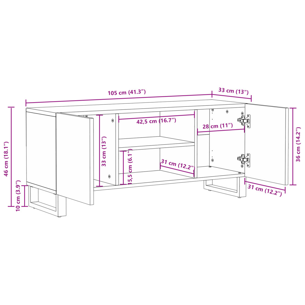 Produktbild för TV Enheter Brun 105 x 33 x 46 cm Konstruerat trä