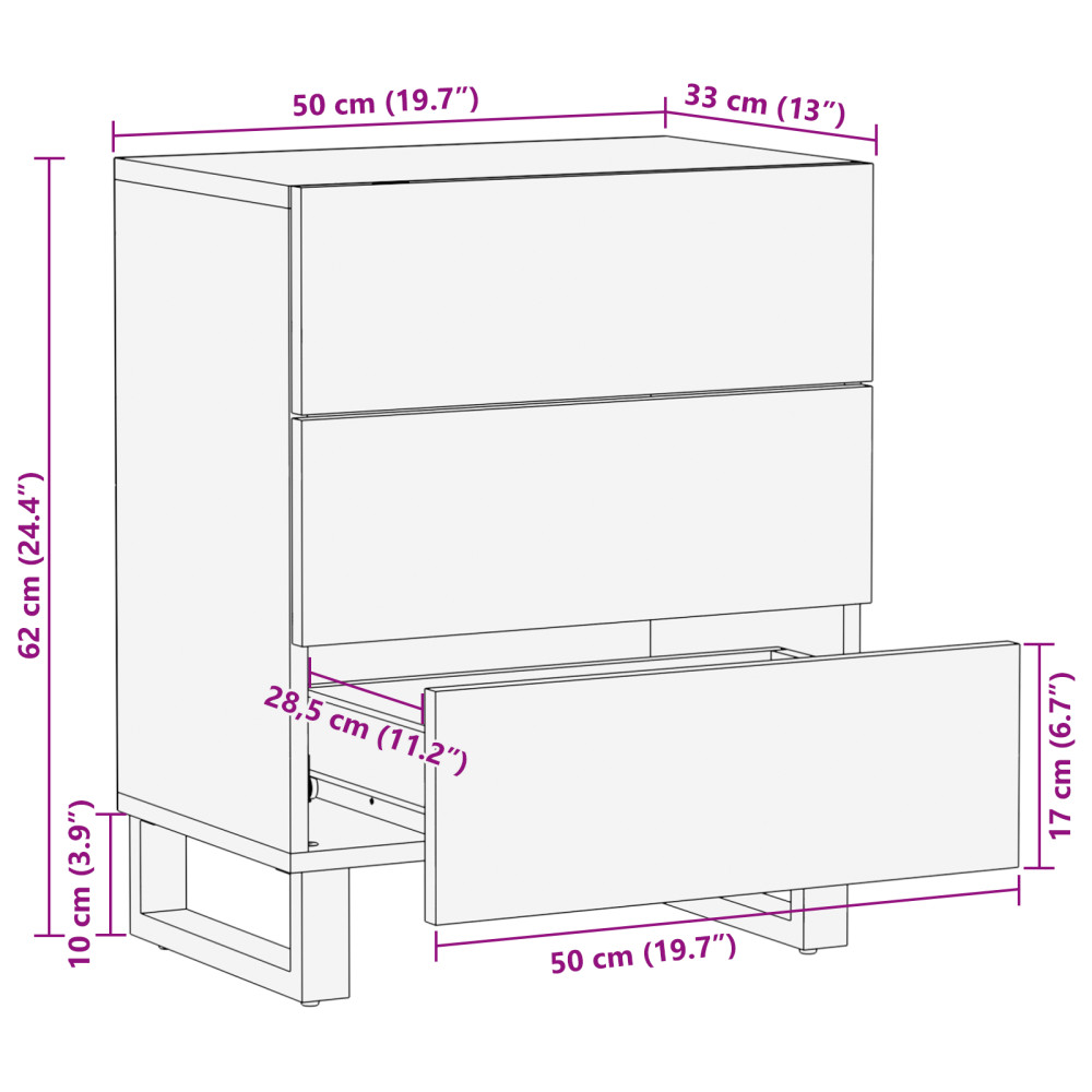 Produktbild för Nattduksbord Naturlig 50 x 33 x 62 cm Konstruerat trä