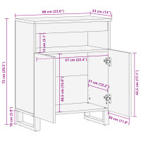 Produktbild för Sideboard med låda Brun 60 x 33 x 75 cm massivt mangoträ
