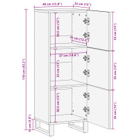 Produktbild för Highboard Brun 40 x 33 x 110 cm massivt mangoträ