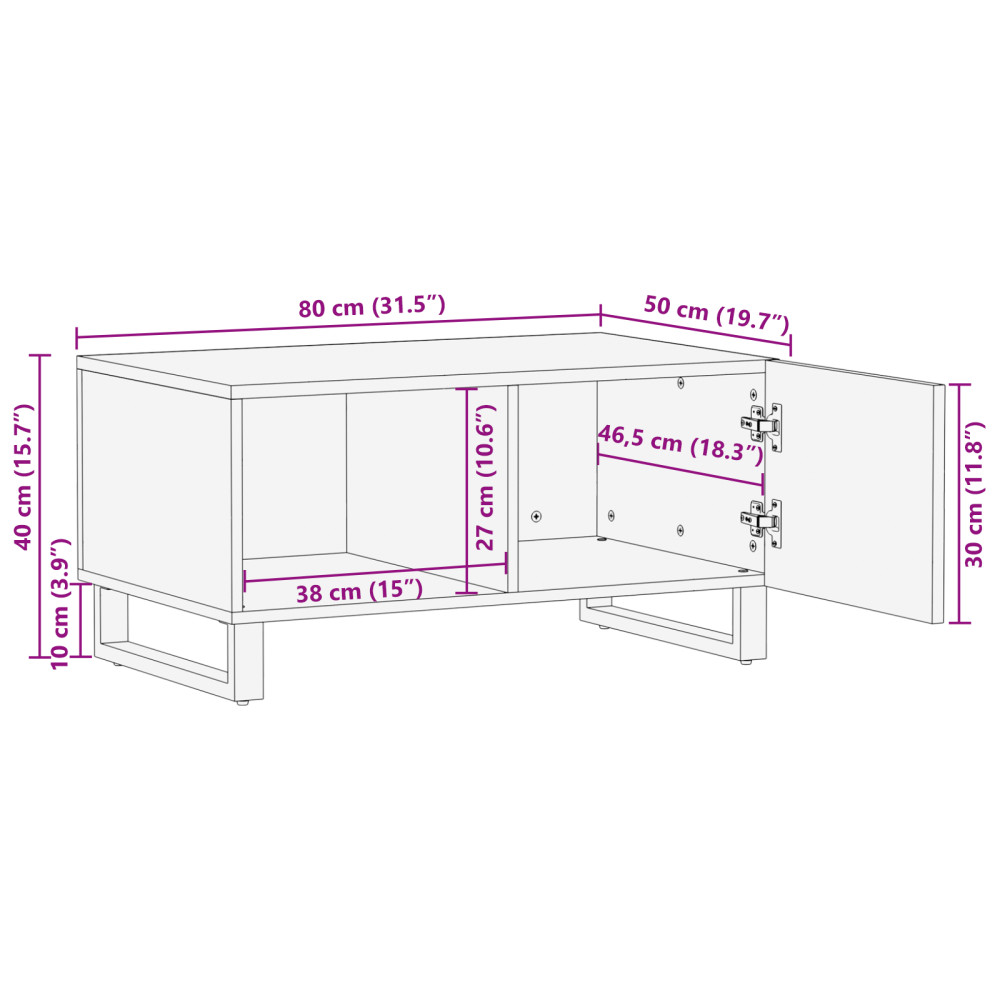 Produktbild för Kaffeebord Valnöt 80 x 50 x 40 cm Konstruerat trä