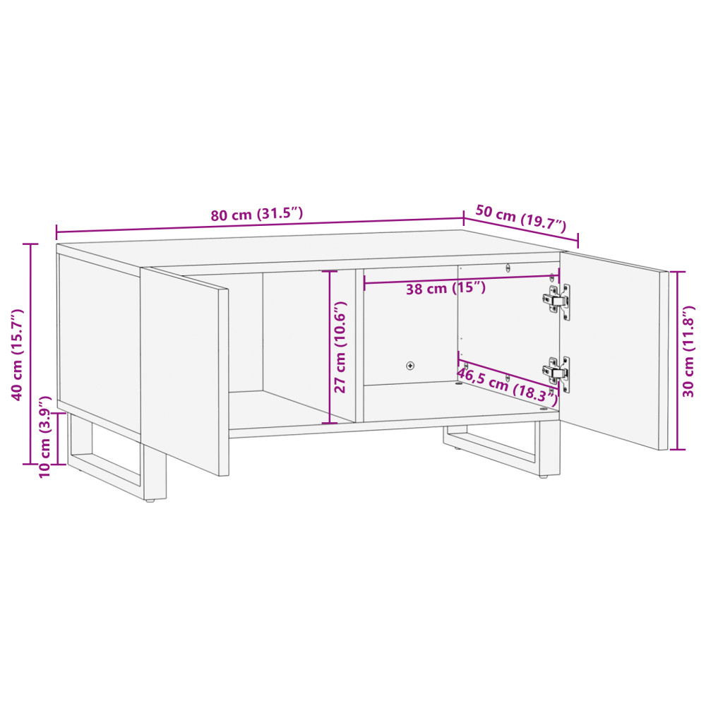 Produktbild för Kaffeebord Valnöt 80 x 50 x 40 cm Konstruerat trä