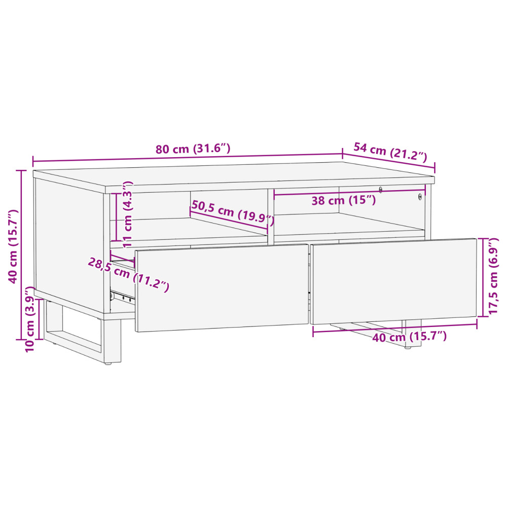 Produktbild för Kaffeebord Valnöt 80 x 54 x 40 cm Konstruerat trä