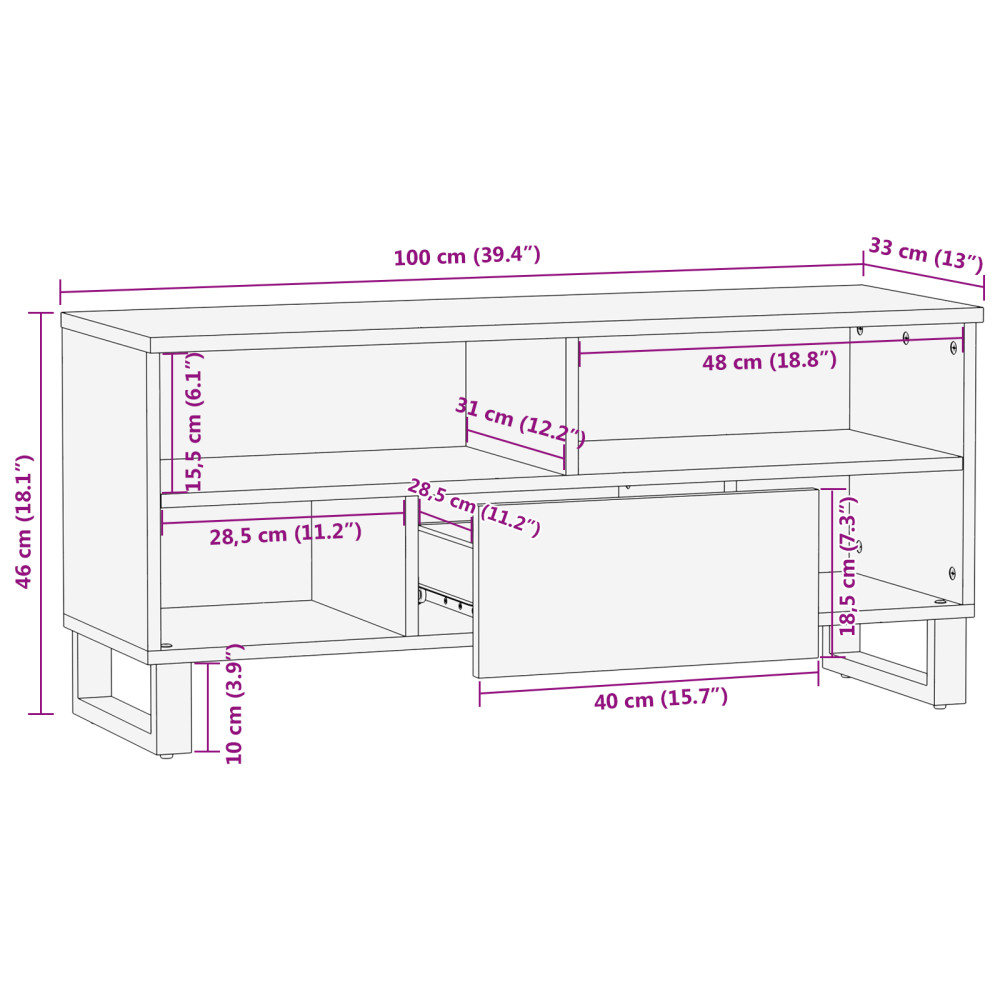 Produktbild för TV Enheter med låda Valnöt 105 x 33 x 46 cm Konstruerat trä