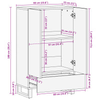 Produktbild för Highboard Brun 60 x 33 x 100 cm massivt mangoträ