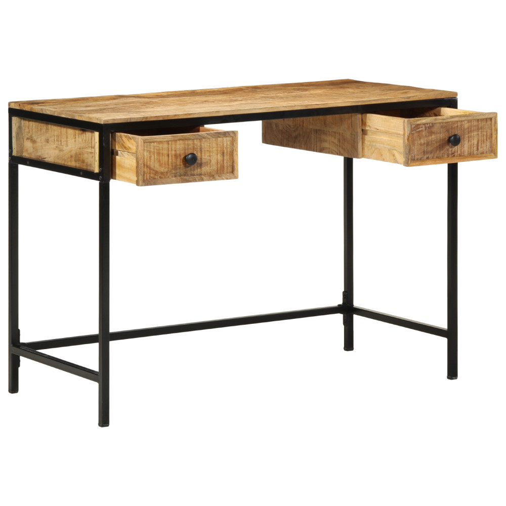 Produktbild för Skrivbord Brun 105 x 50 x 75 cm Massivt Mangoträd och Metall