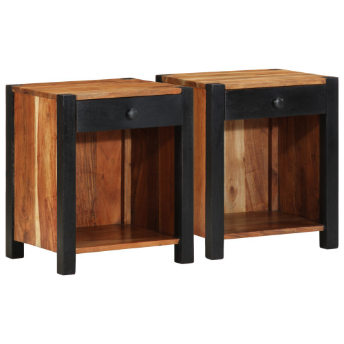 vidaXL Nattduksbord 2 pcs Brun 40 x 35 x 50 cm Massivt Akaciaträ