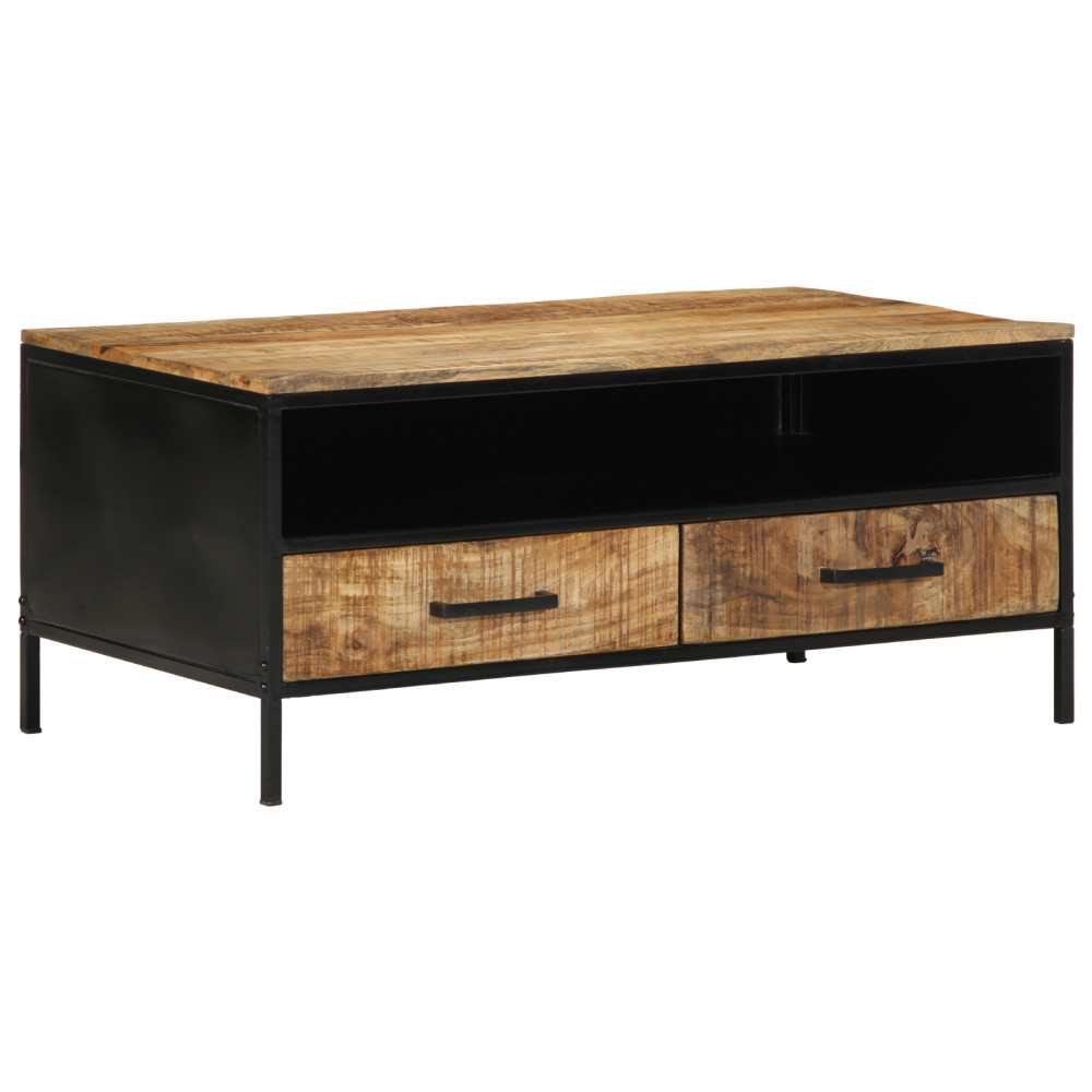 Produktbild för Kaffeebord Brun 90 x 50 x 40 cm Massivt Mangoträd och Metall