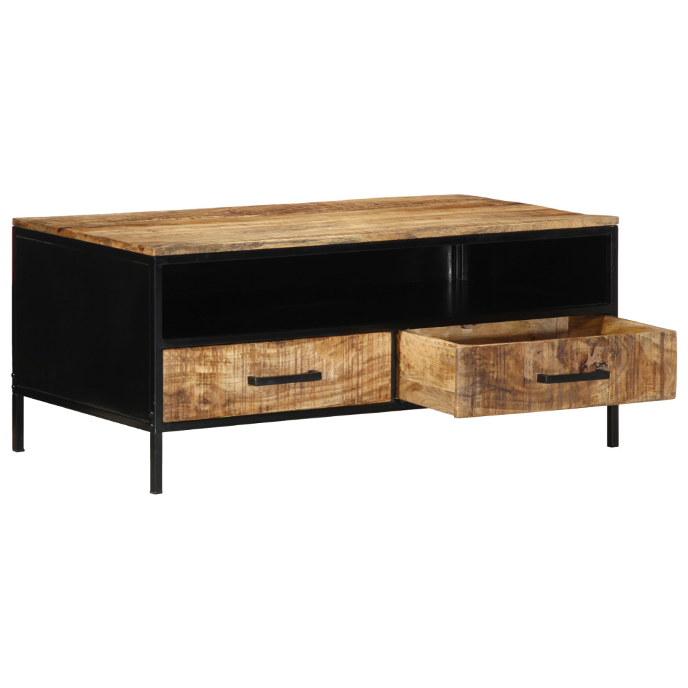 Produktbild för Kaffeebord Brun 90 x 50 x 40 cm Massivt Mangoträd och Metall