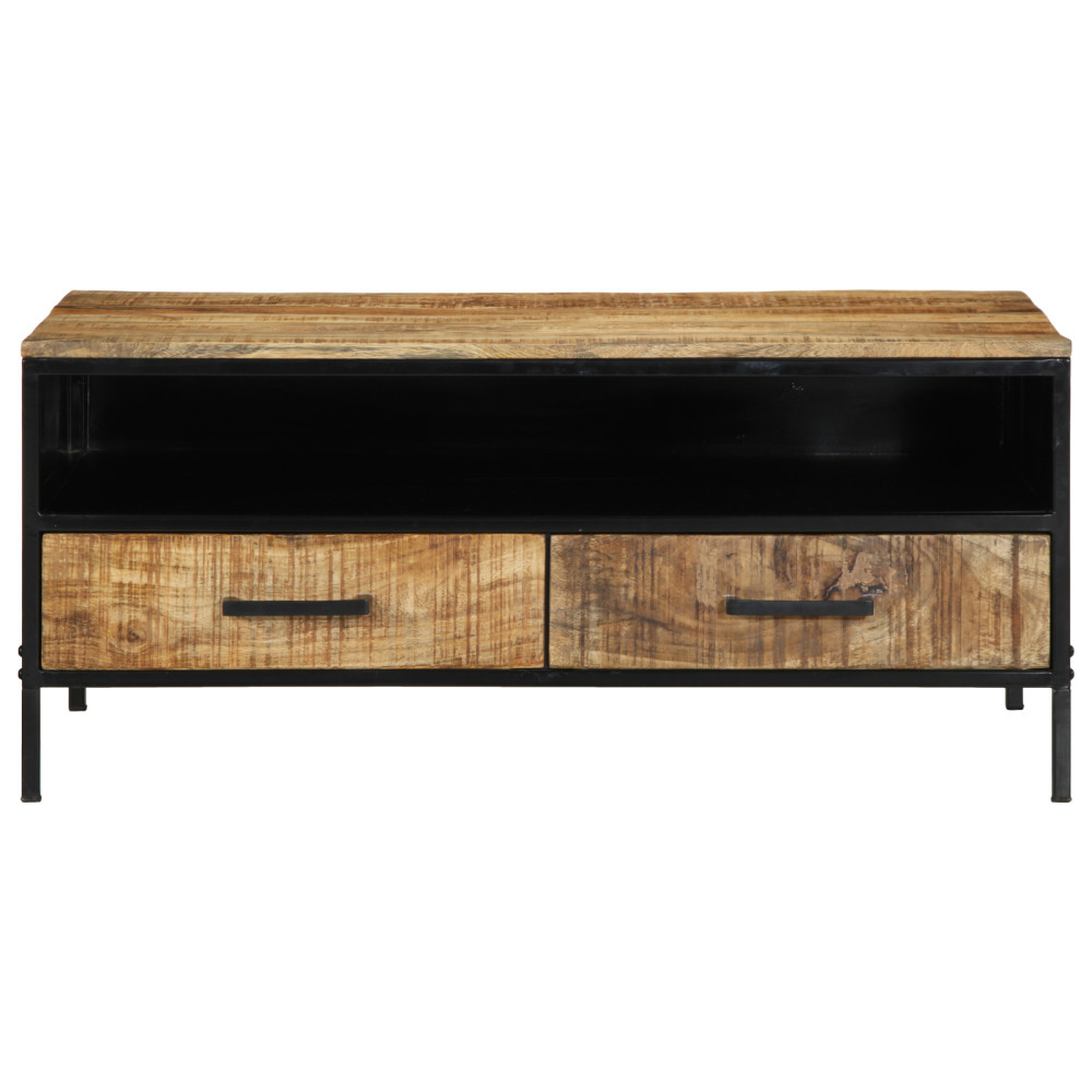Produktbild för Kaffeebord Brun 90 x 50 x 40 cm Massivt Mangoträd och Metall