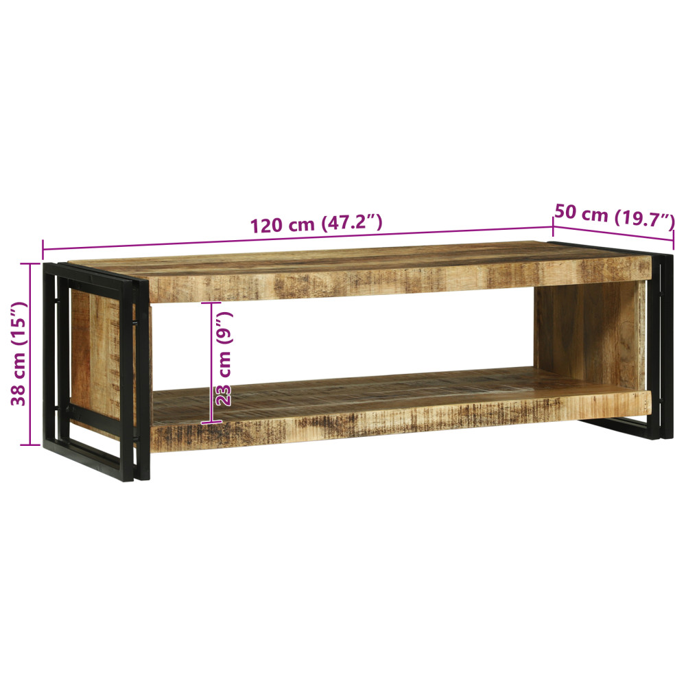 Produktbild för Kaffeebord Brun 120 x 50 x 38 cm Massivt mangoträ