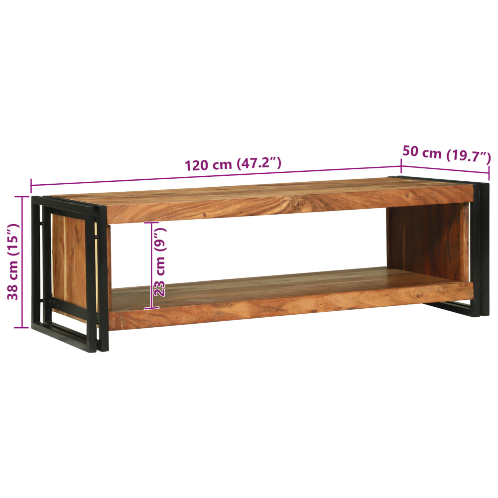Produktbild för Kaffeebord Brun 120 x 50 x 38 cm Massivt Akaciaträ