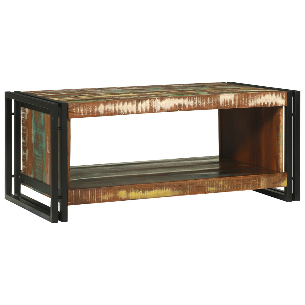 Produktbild för Kaffeebord Flerfärgsdesign 90 x 50 x 38 cm Solid återvunnen trä