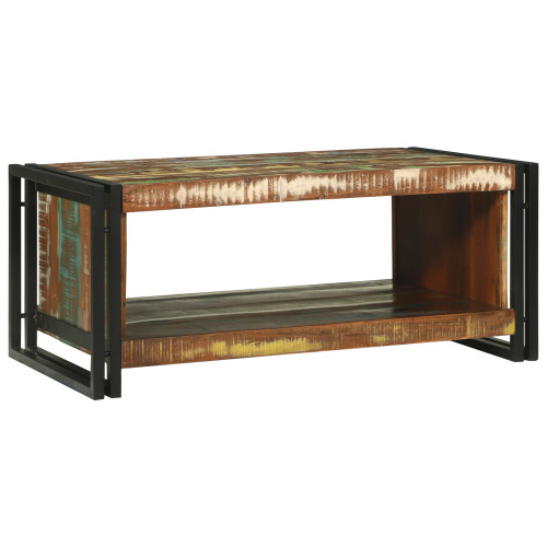 vidaXL Kaffeebord Flerfärgsdesign 90 x 50 x 38 cm Solid återvunnen trä - Soffbord