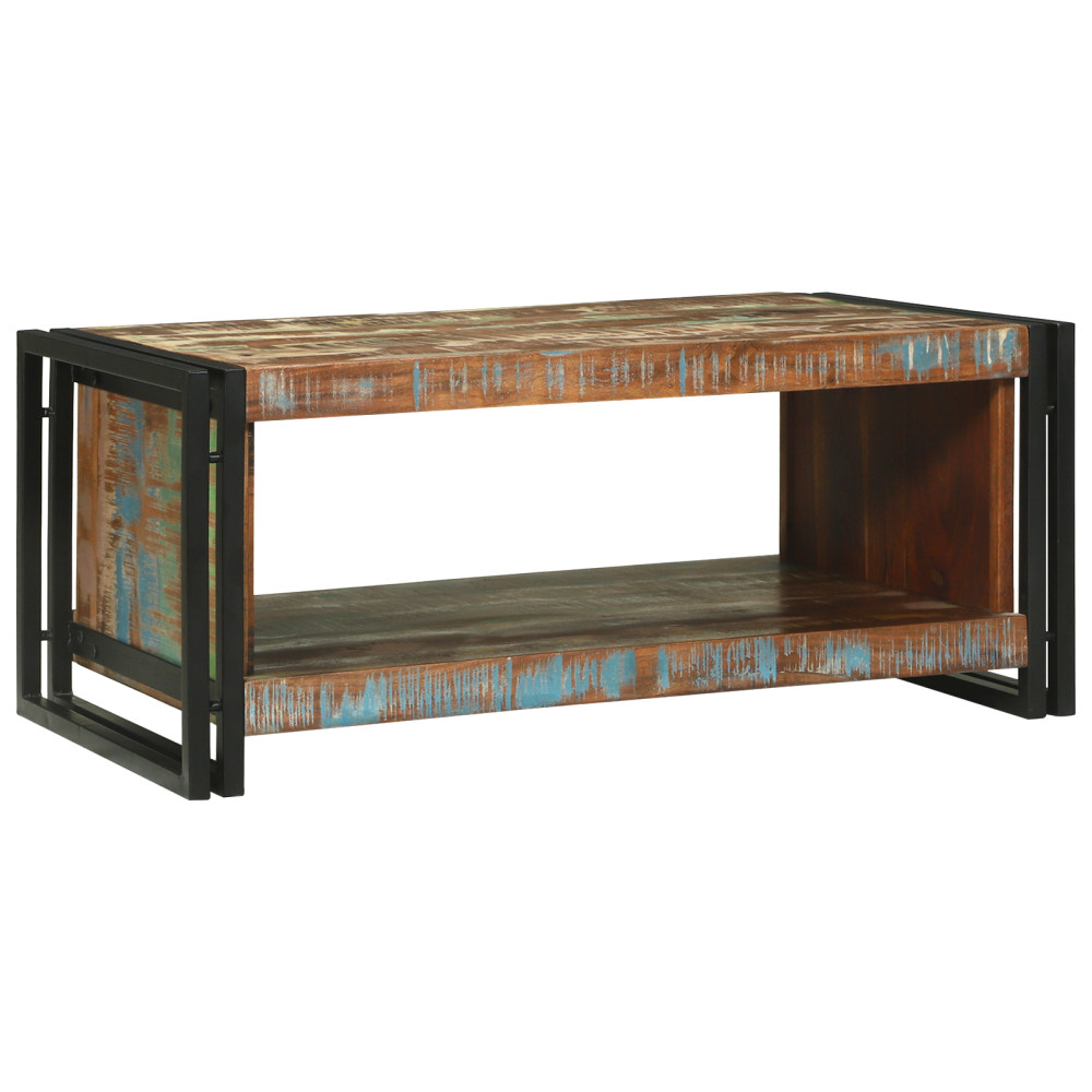 Produktbild för Kaffeebord Flerfärgsdesign 90 x 50 x 38 cm Solid återvunnen trä
