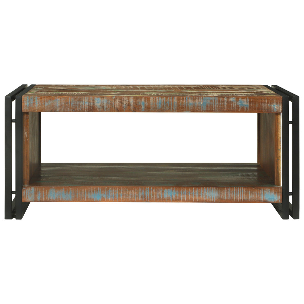 Produktbild för Kaffeebord Flerfärgsdesign 90 x 50 x 38 cm Solid återvunnen trä