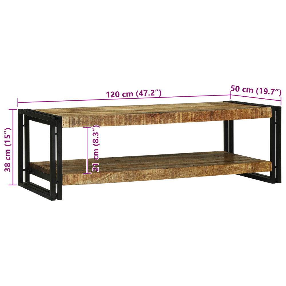 Produktbild för Kaffeebord Brun 120 x 50 x 38 cm Massivt mangoträ