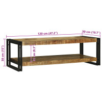 Produktbild för Kaffeebord Brun 120 x 50 x 38 cm Massivt mangoträ