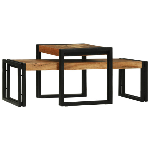 vidaXL Kaffeebord 2 pcs Brun 48 x 40 x 40 cm Massivt Akaciaträ