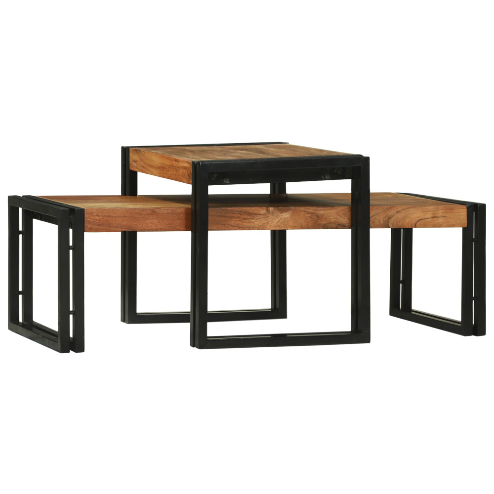 Produktbild för Kaffeebord 2 pcs Brun 48 x 40 x 40 cm Massivt Akaciaträ