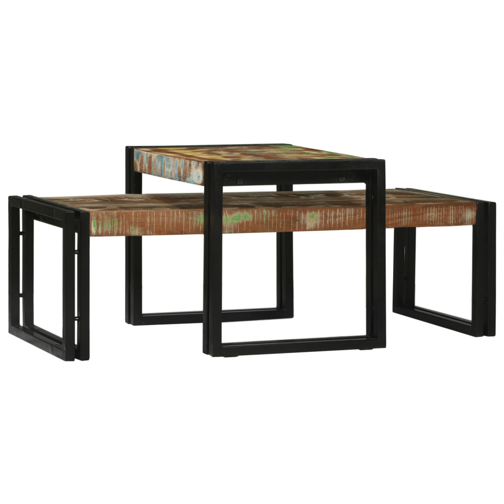 Produktbild för Kaffeebord 2 pcs Flerfärgsdesign Solid återvunnen trä