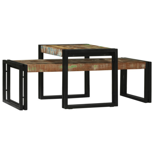 vidaXL Kaffeebord 2 pcs Flerfärgsdesign Solid återvunnen trä - Soffbord