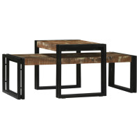 Produktbild för Kaffeebord 2 pcs Flerfärgsdesign Solid återvunnen trä