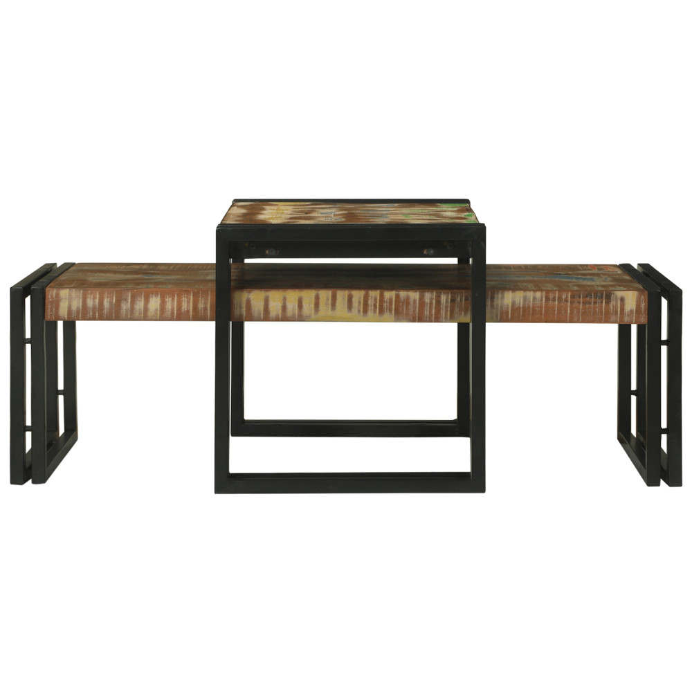 Produktbild för Kaffeebord 2 pcs Flerfärgsdesign Solid återvunnen trä