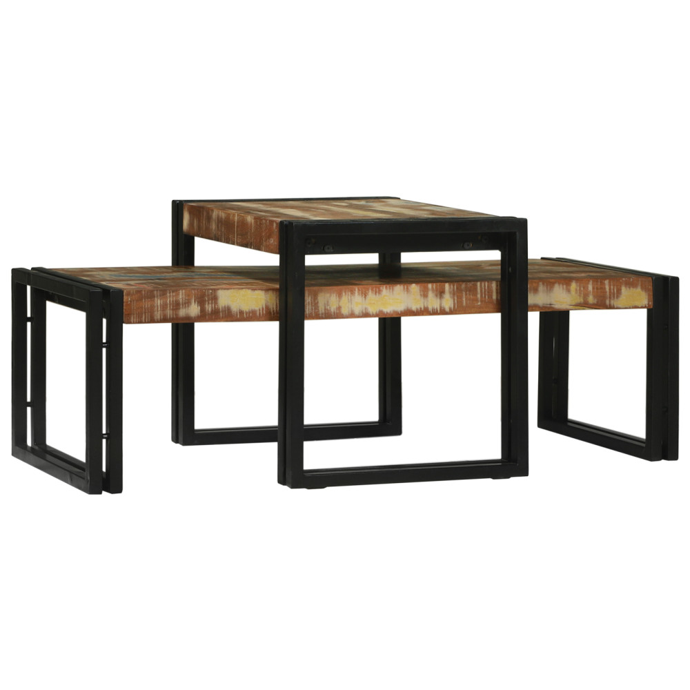 Produktbild för Kaffeebord 2 pcs Flerfärgsdesign Solid återvunnen trä