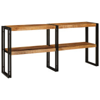 Produktbild för Konsolbord med hylla Brun 160 x 33 x 75 cm Massivt mangoträ
