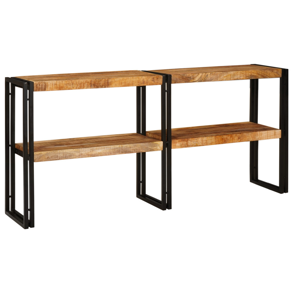 Produktbild för Konsolbord med hylla Brun 160 x 33 x 75 cm Massivt mangoträ