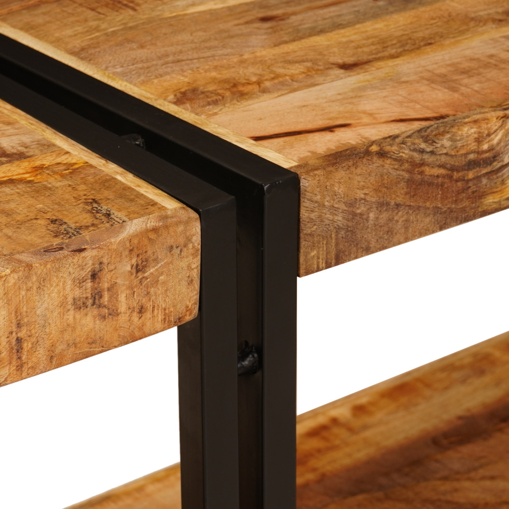 Produktbild för Konsolbord med hylla Brun 160 x 33 x 75 cm Massivt mangoträ
