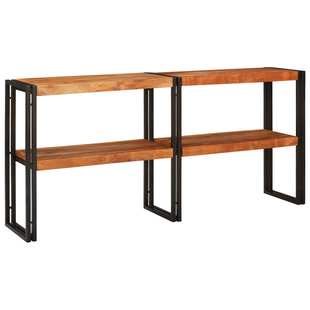 Produktbild för Konsolbord med hylla Brun 160 x 33 x 75 cm Massivt Akaciaträ