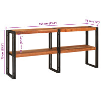Produktbild för Konsolbord med hylla Brun 160 x 33 x 75 cm Massivt Akaciaträ