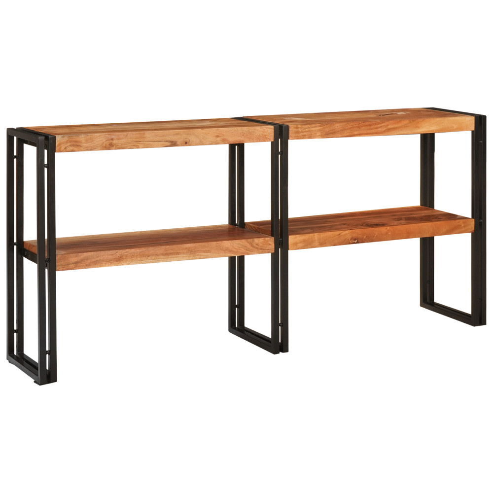 Produktbild för Konsolbord med hylla Brun 160 x 33 x 75 cm Massivt Akaciaträ