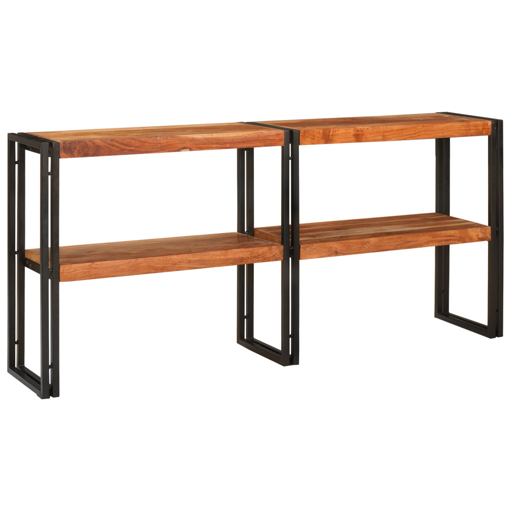 Produktbild för Konsolbord med hylla Brun 160 x 33 x 75 cm Massivt Akaciaträ