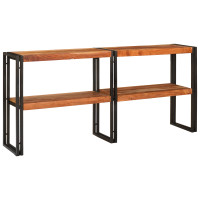 Produktbild för Konsolbord med hylla Brun 160 x 33 x 75 cm Massivt Akaciaträ
