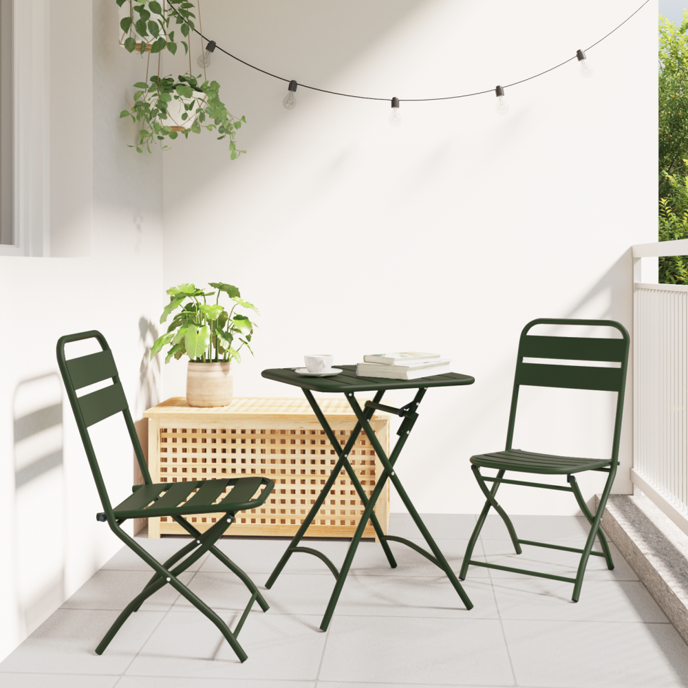 Produktbild för Fällstol för trädgård 2 pcs Grön 42 x 52 x 82cm