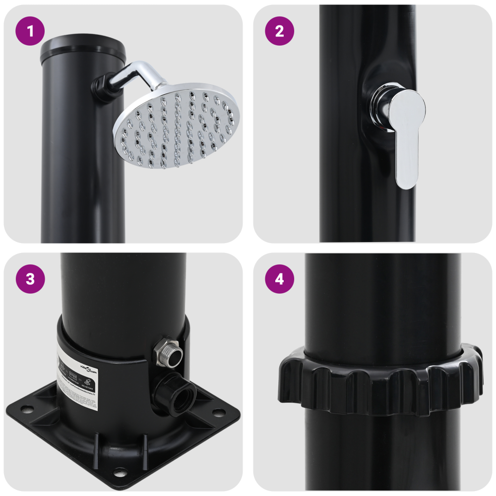 Produktbild för Utomhus Solardusch Svart 217 cm PVC och Aluminium