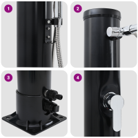 Produktbild för Utomhus Solardusch Svart 217 cm PVC och Aluminium