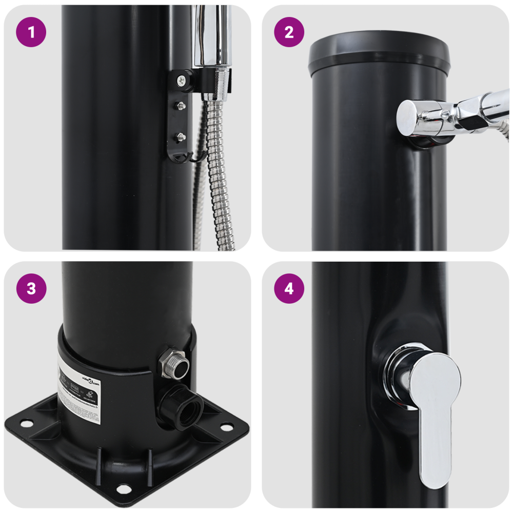 Produktbild för Utomhus Solardusch Svart 217 cm PVC och Aluminium