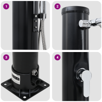 Produktbild för Utomhus Solardusch Svart 217 cm PVC och Aluminium