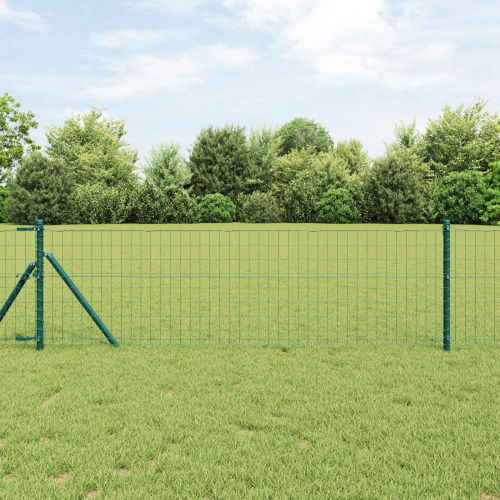 vidaXL Eurogärdsel Grön 0,4 x 50 m PVC-belagt järn