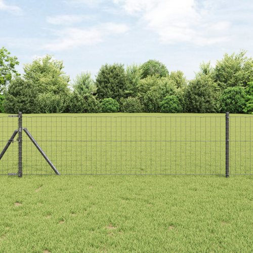 vidaXL Eurogärdsel Grå 0,8 x 25 m PVC-belagt järn