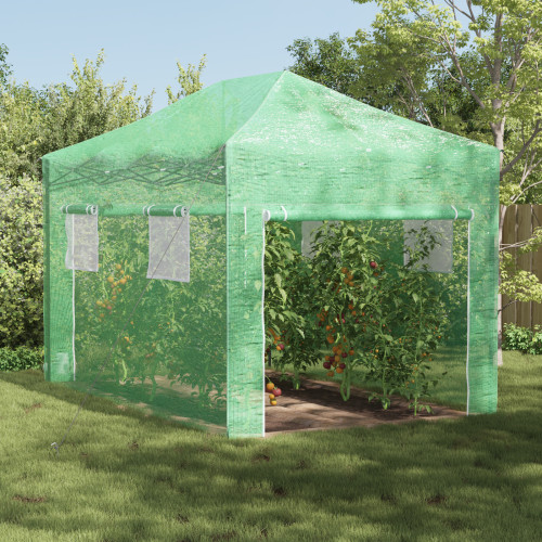 vidaXL Växthus med Pop-up Ram med tak Grön 280 x 410 x 315 cm Järn - Växthus