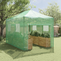 Produktbild för Växthus med Pop-up Ram med tak Grön 280 x 410 x 315 cm Järn
